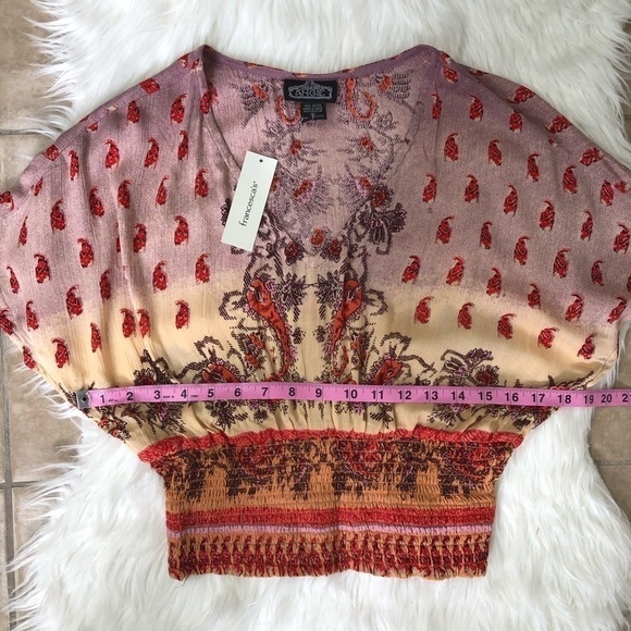 Francesca’s Serena Smocked Waist Paisley Blouse NWT - Picture 5 of 8